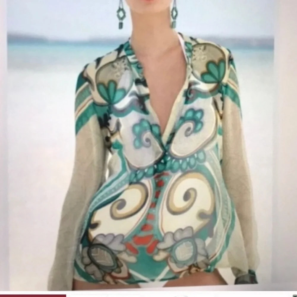 Anthropologie Konrad + Joseph Dapple Sea Sheer Blouse